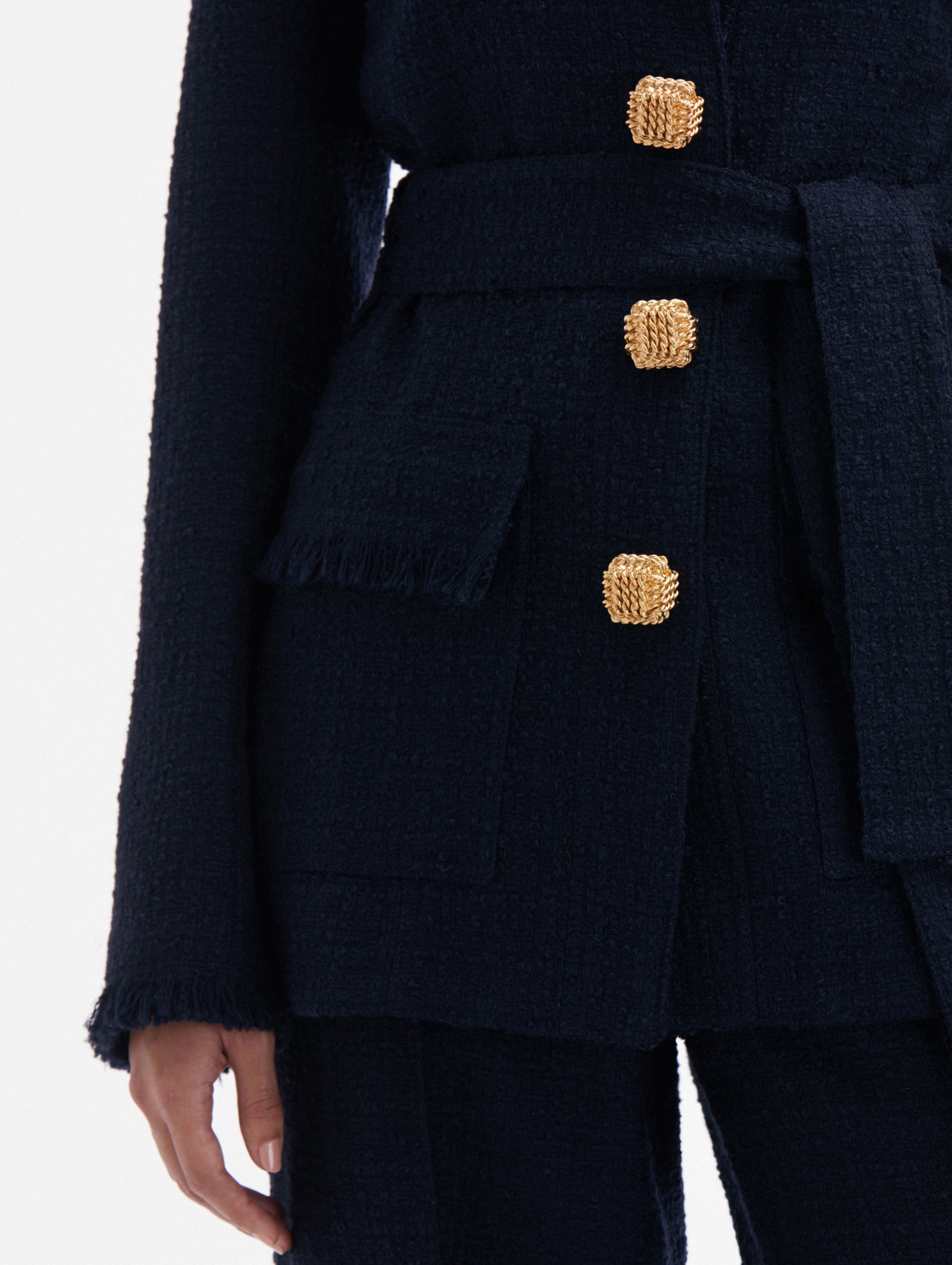 SELF-SASH TWEED JACKET - 5