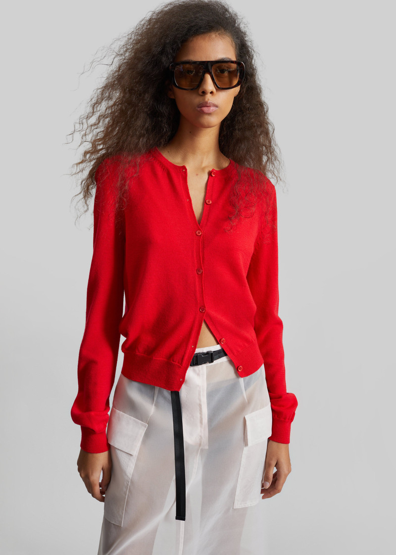 Mahim Superfine Wool Cardigan - Red 3