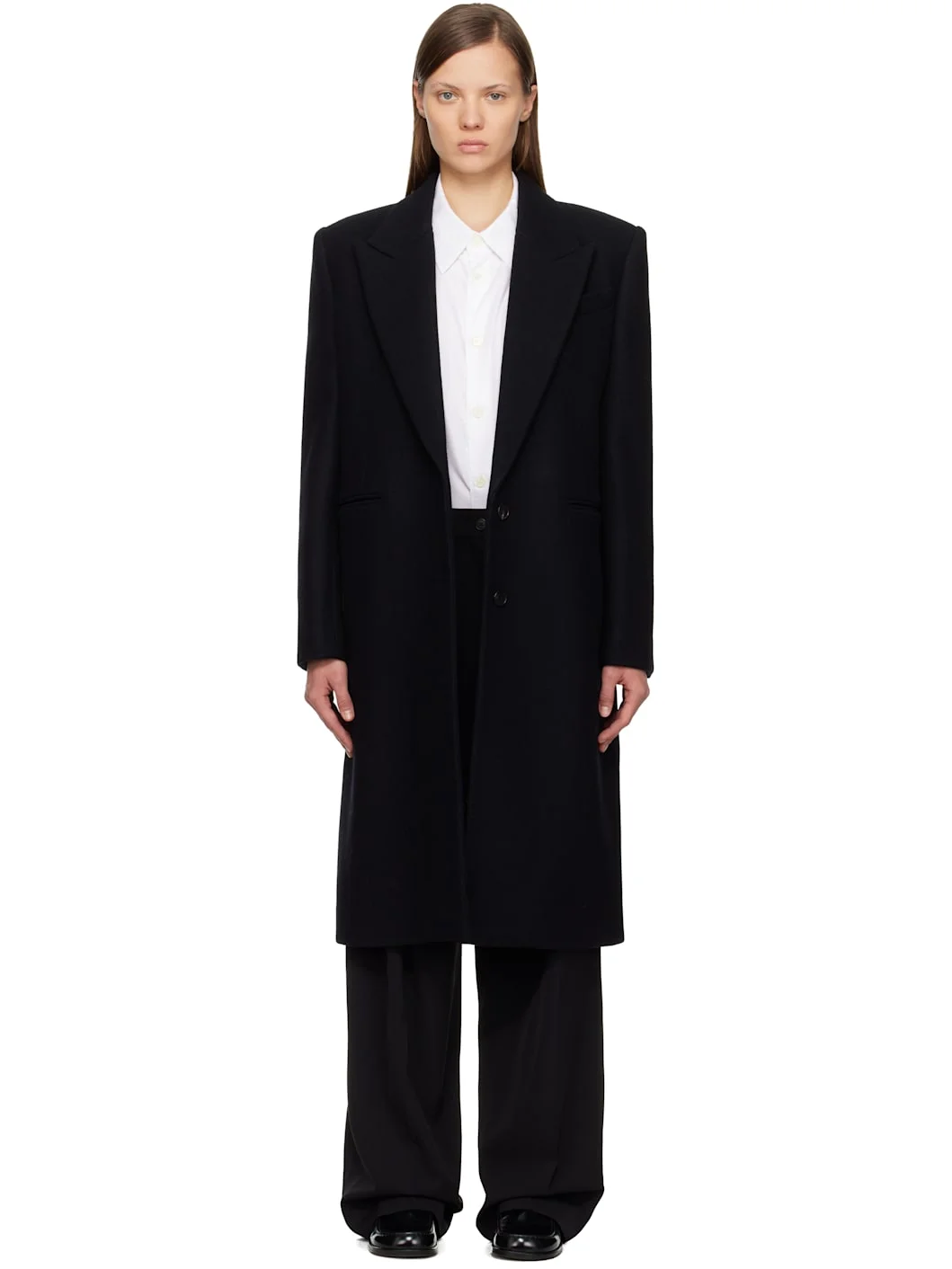 Black Formal Wool Coat - 1