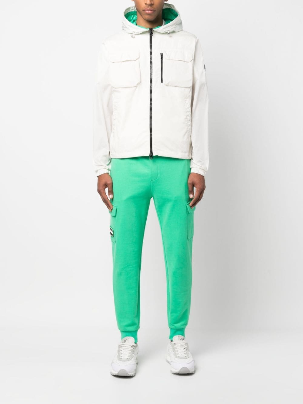 logo-patch zip-up hooded jacket - 2