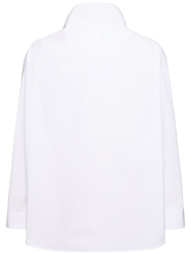 Draped neck cotton poplin shirt - 3