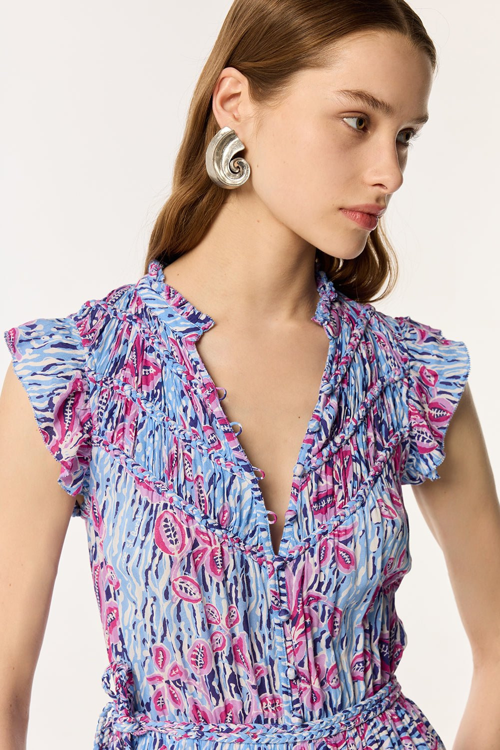 Mini Dress Callie - Blue Exotic Forest - 2