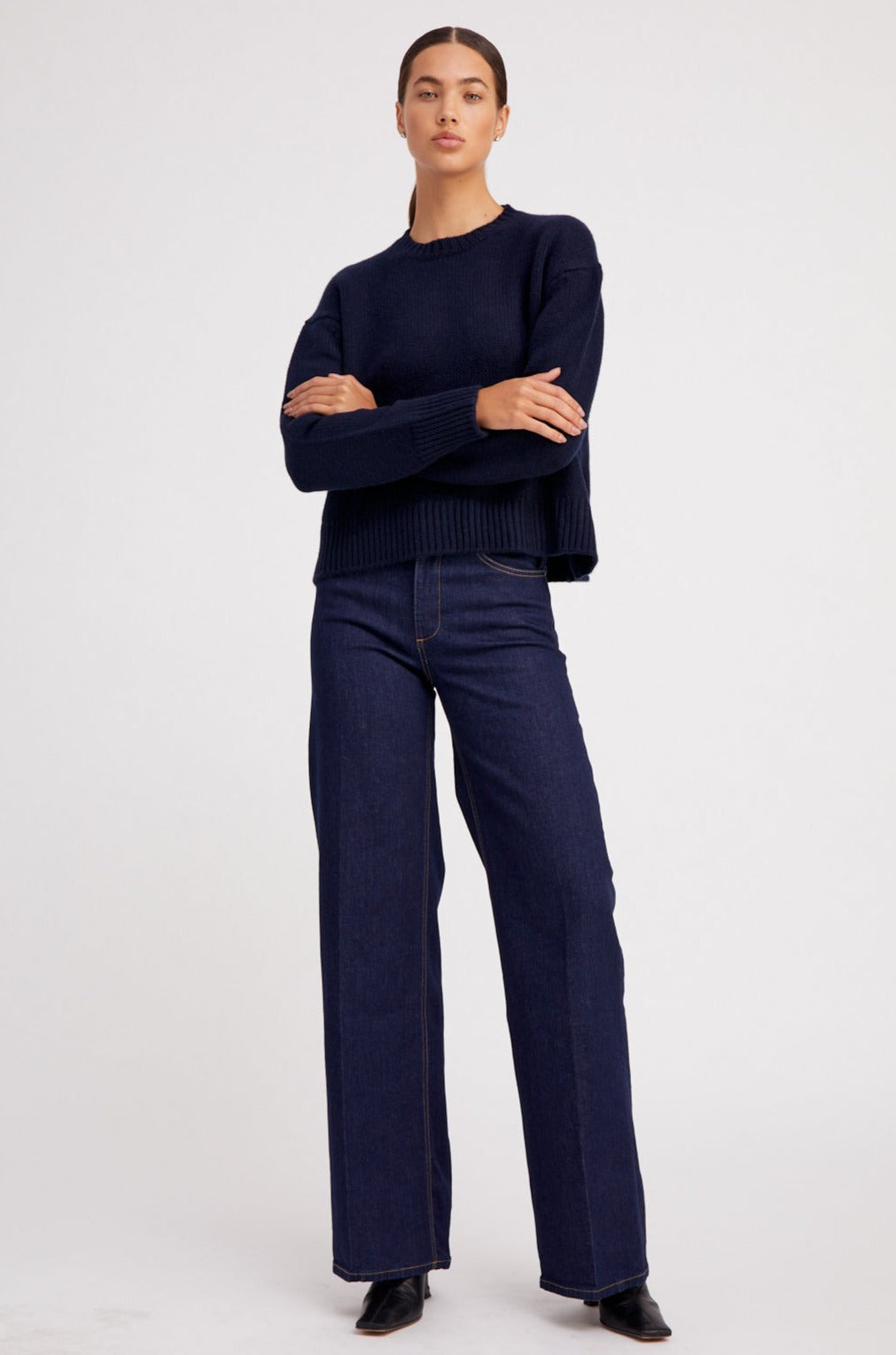 NAVY HEAVY CASHMERE SWEATER - 4