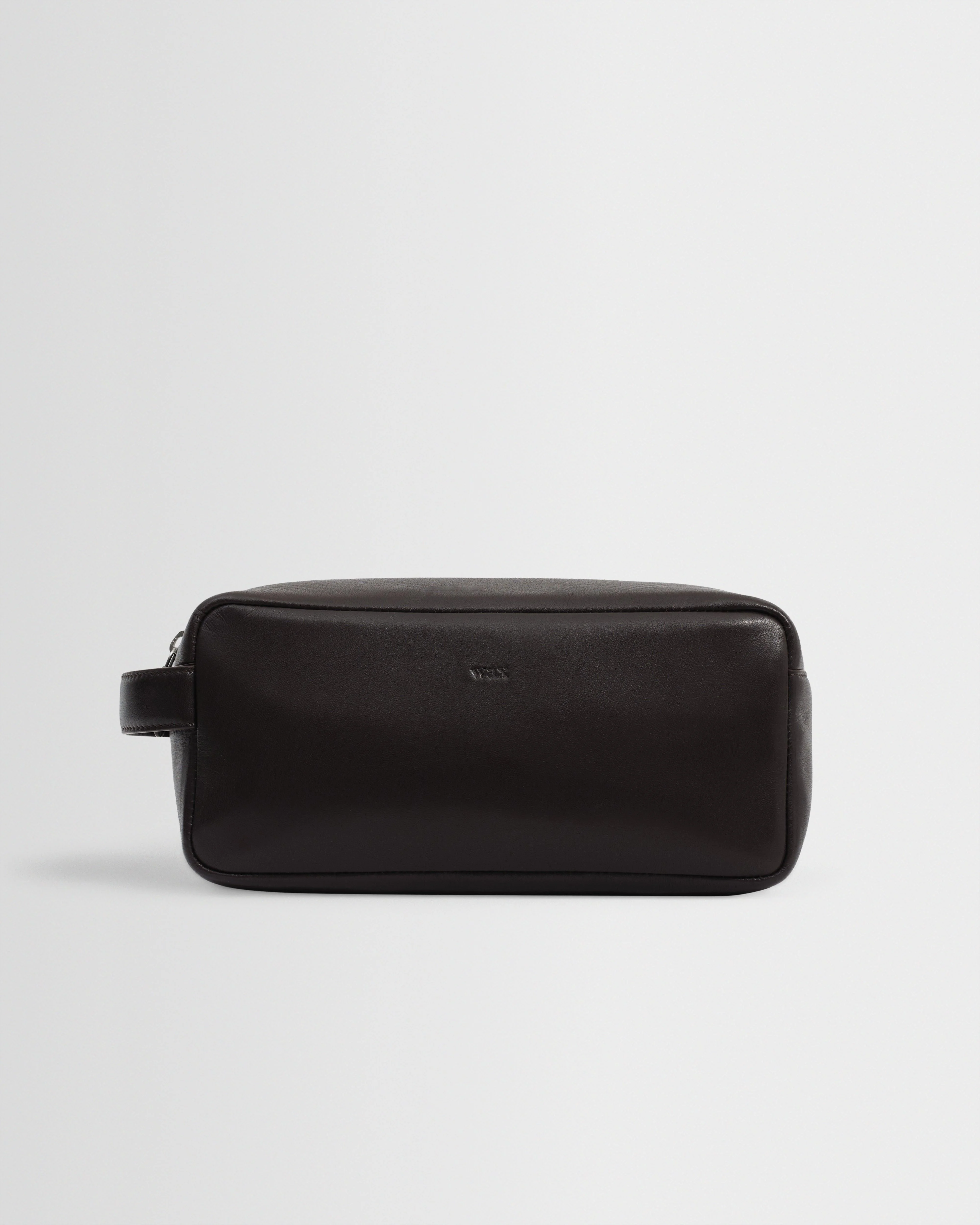 Wells - Dark Brown Grain Leather Washbag - 1