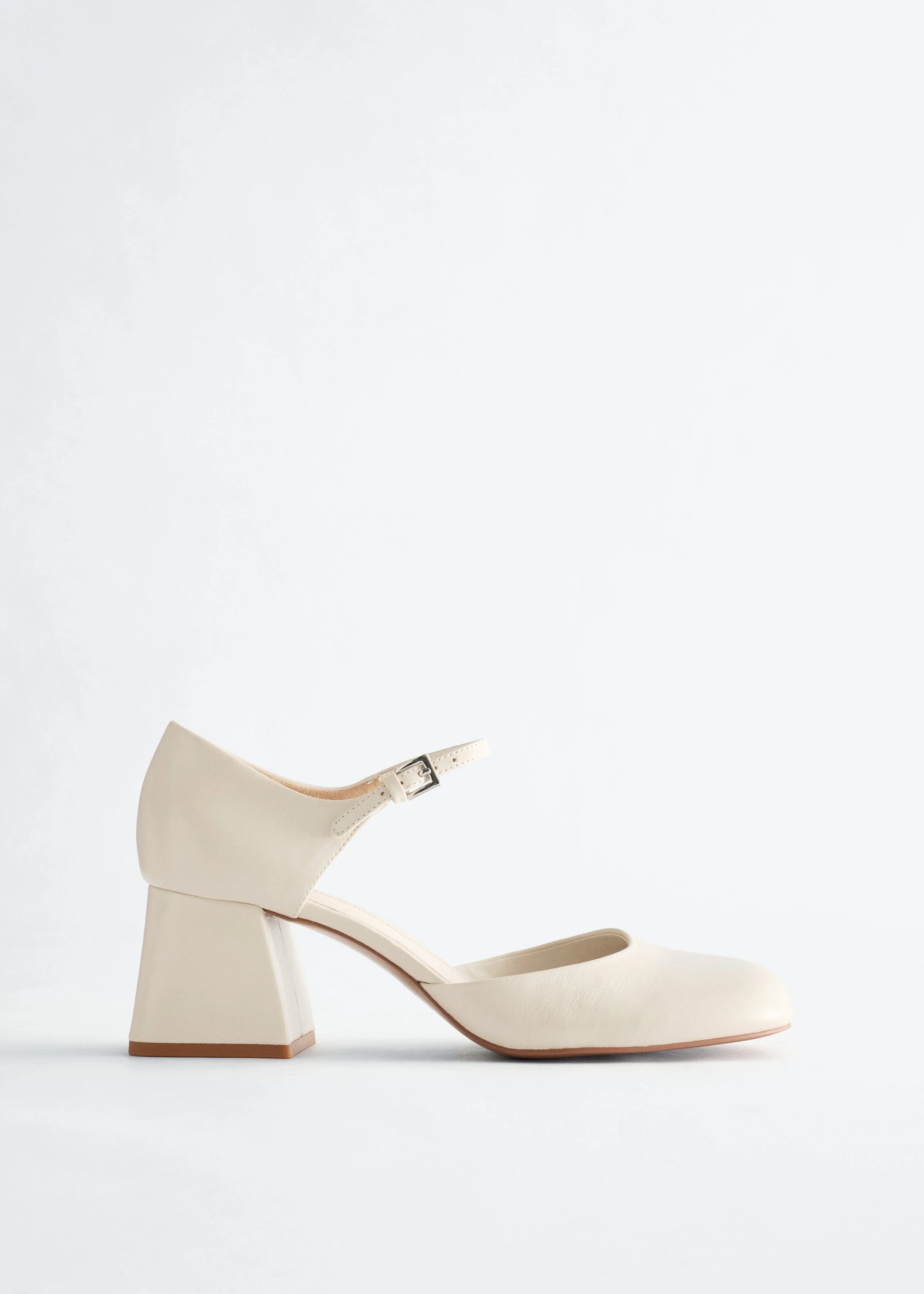 Block Heel Leather Pump - 1