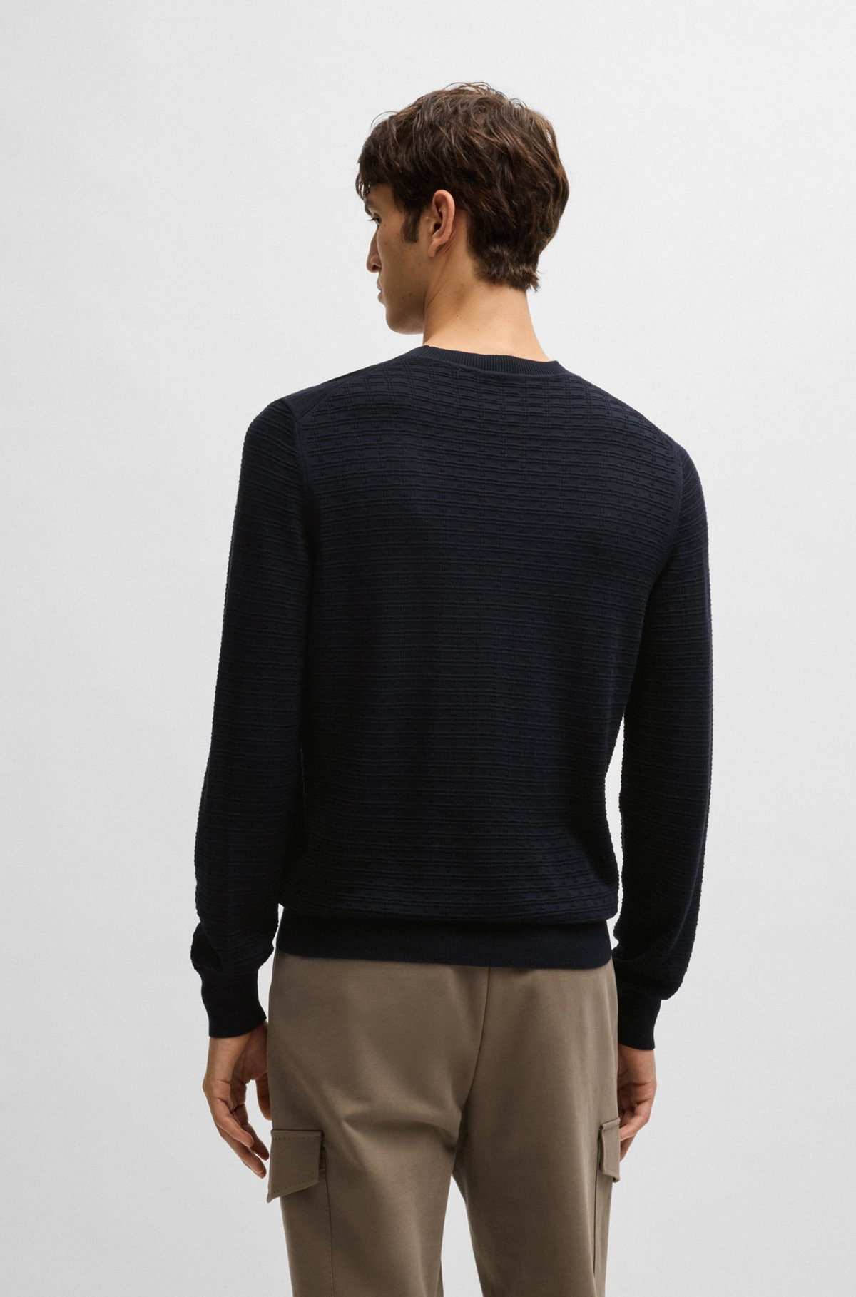SILK SWEATER WITH KNITTED STRUCTURE IN REGULAR FIT - 5