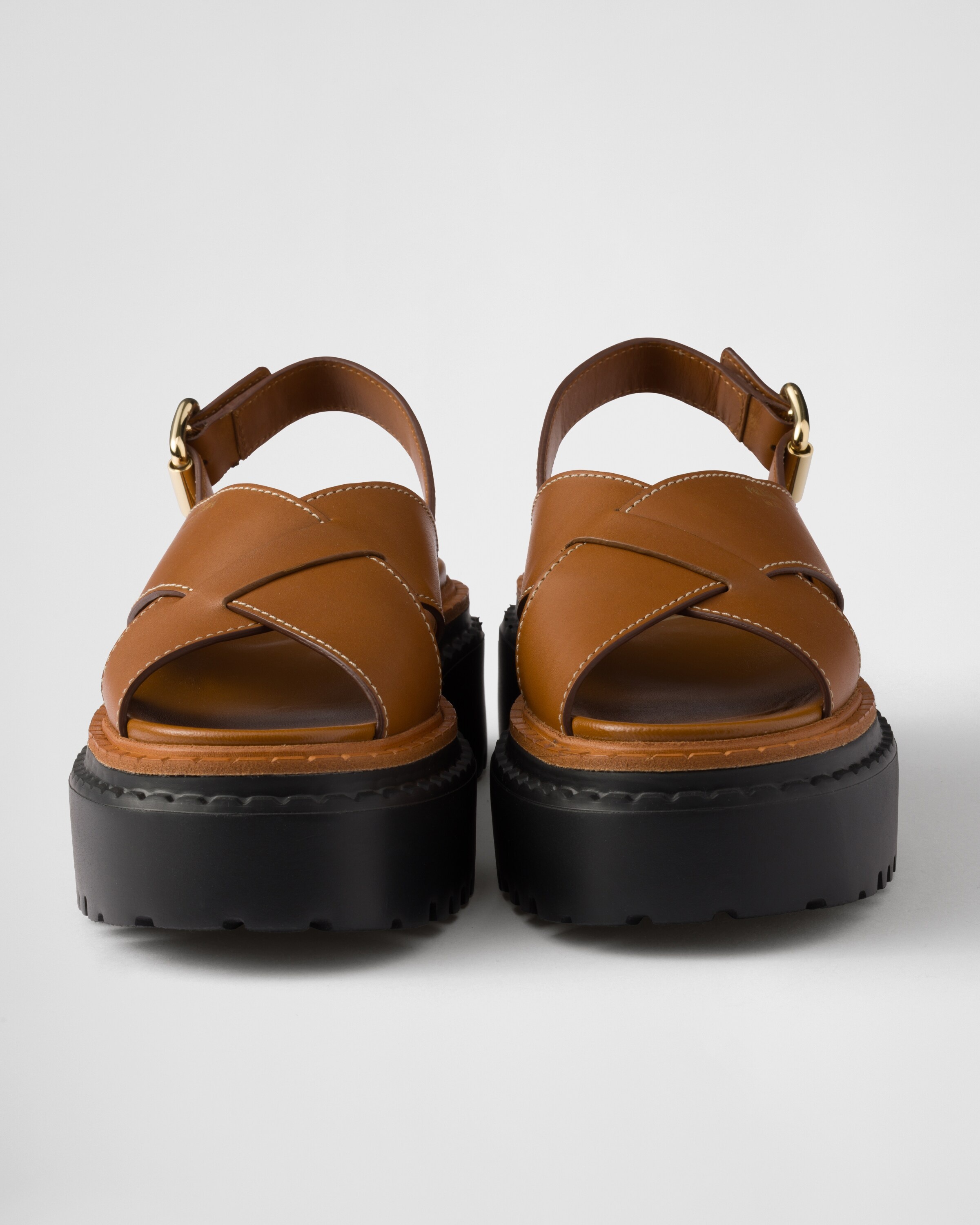 Leather crisscross sandals - 5
