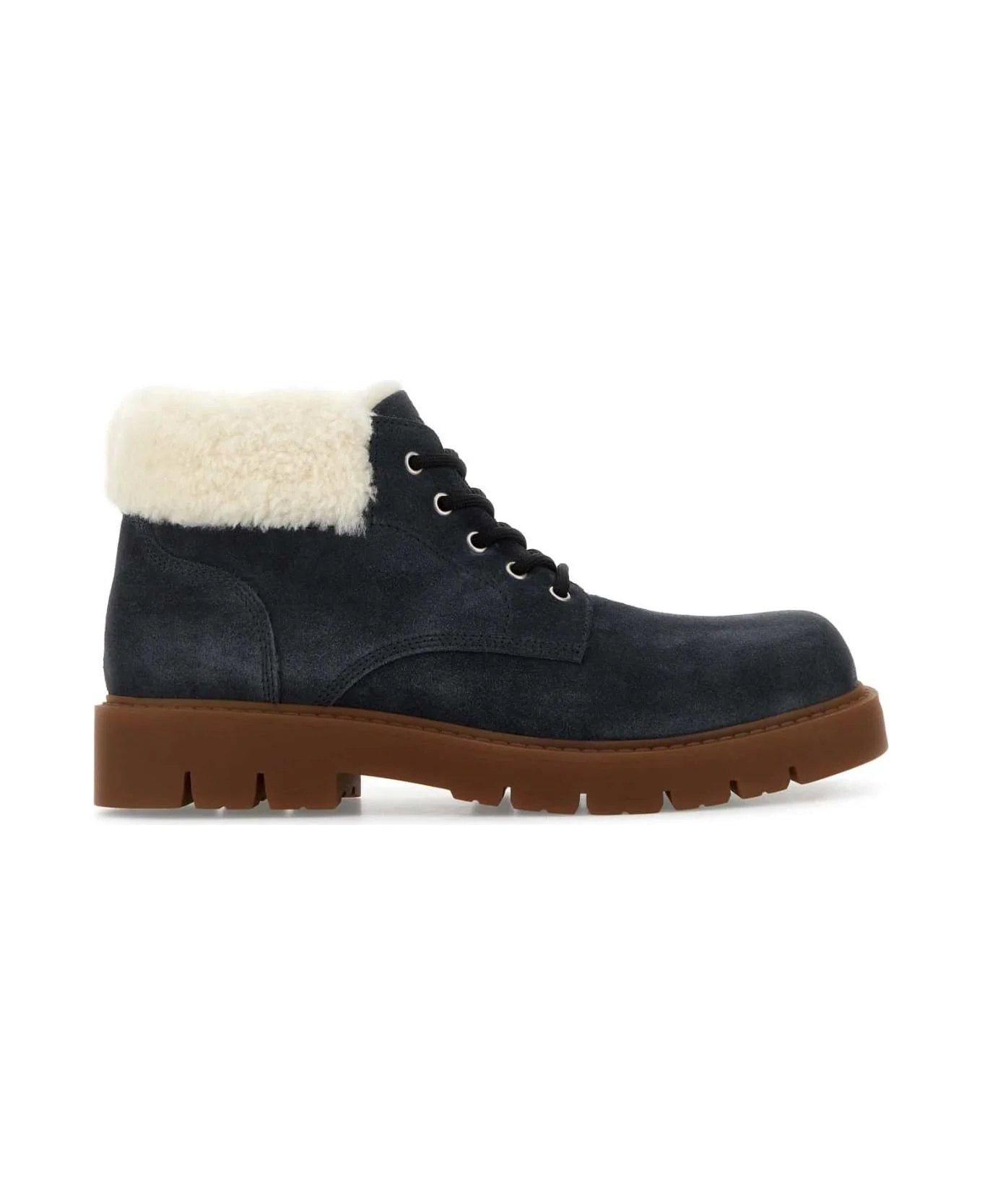 Denim Blue Suede Haddock Ankle Boots - 1