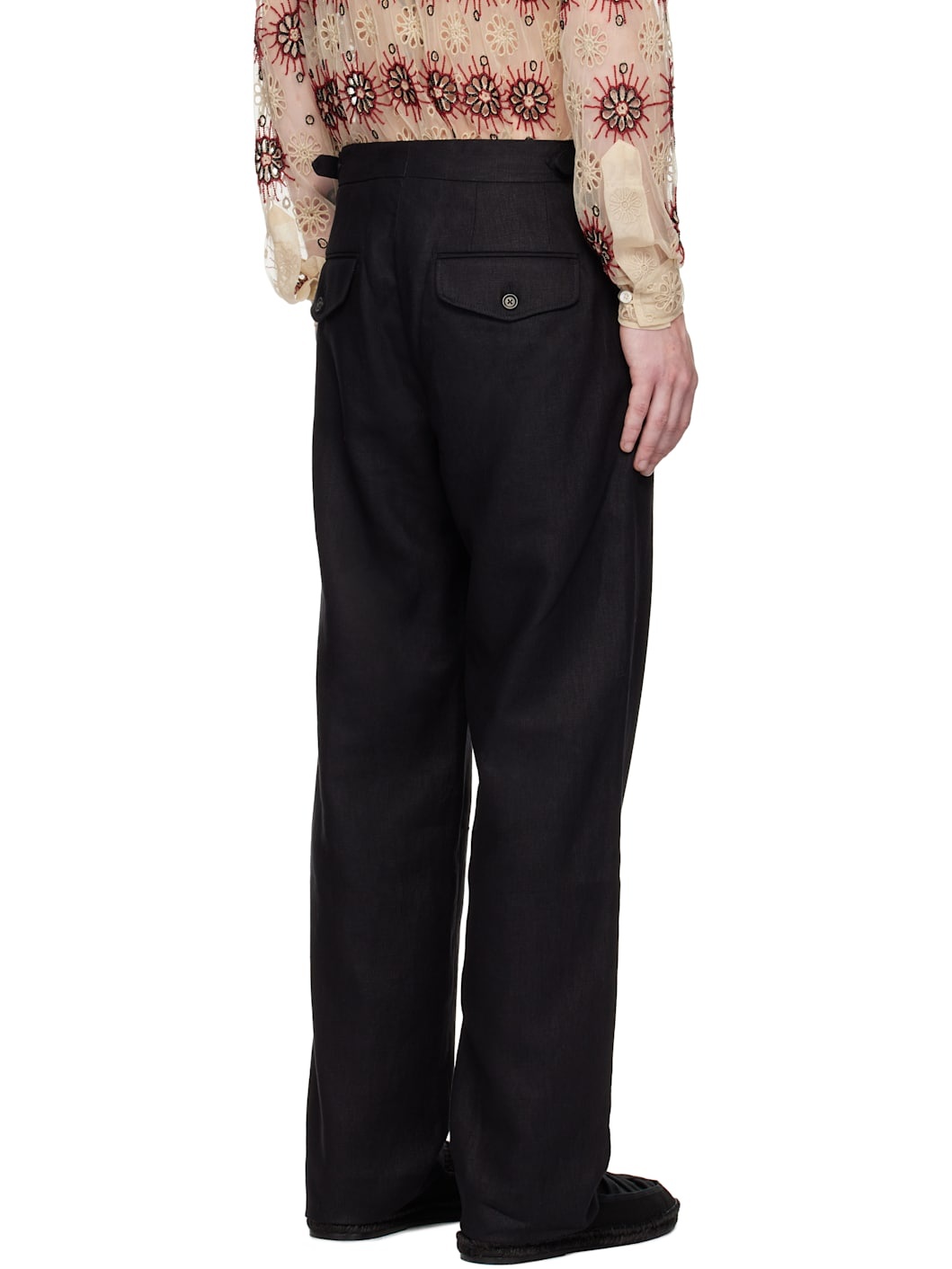 Black Linen Suiting Trousers - 3