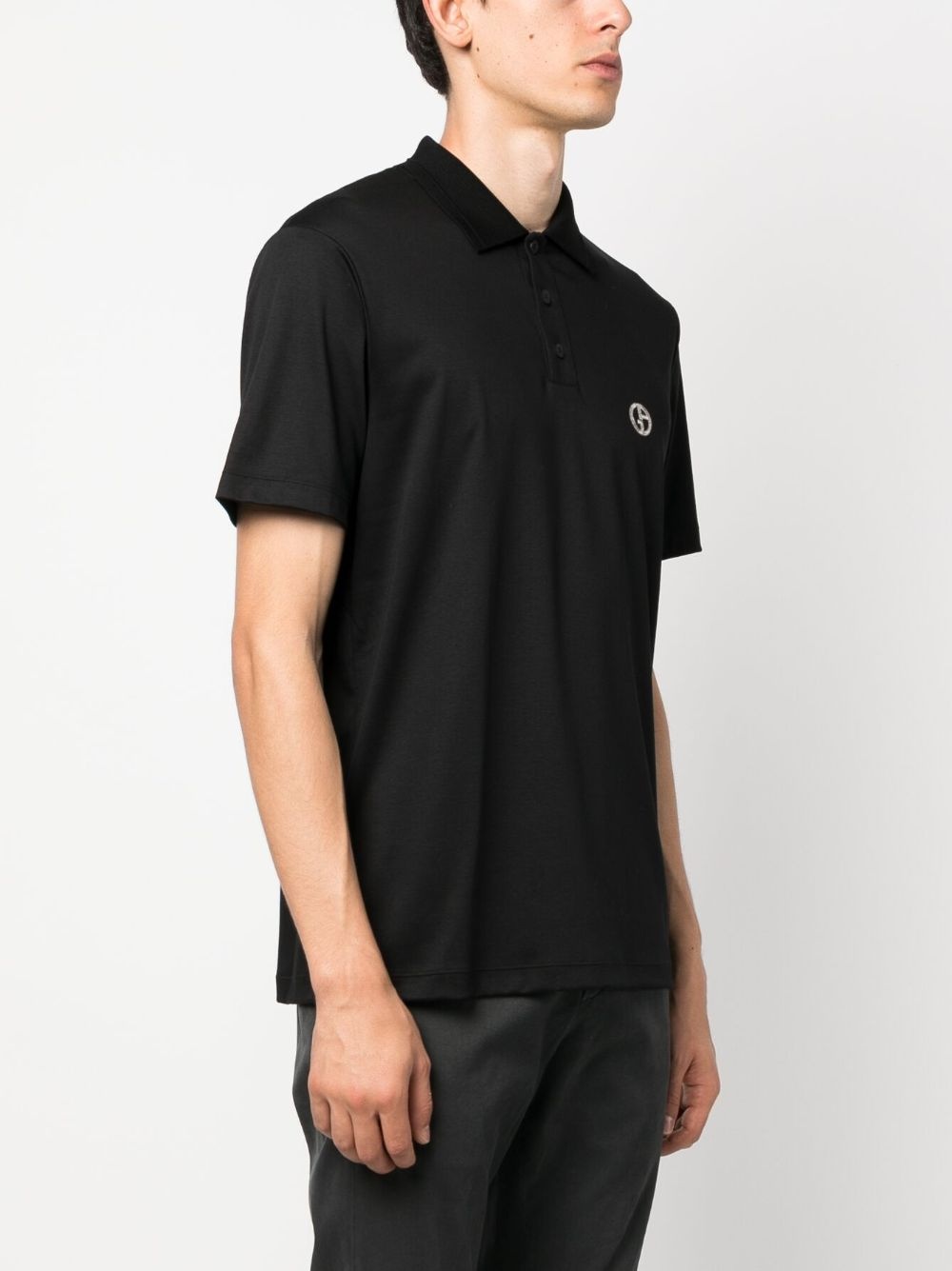 logo-embroidered cotton polo shirt - 3