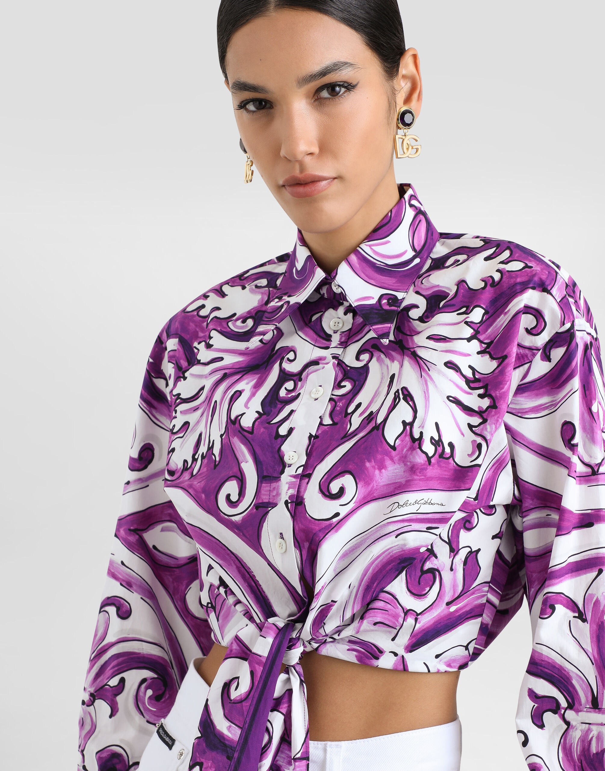 Majolica-print poplin shirt - 4