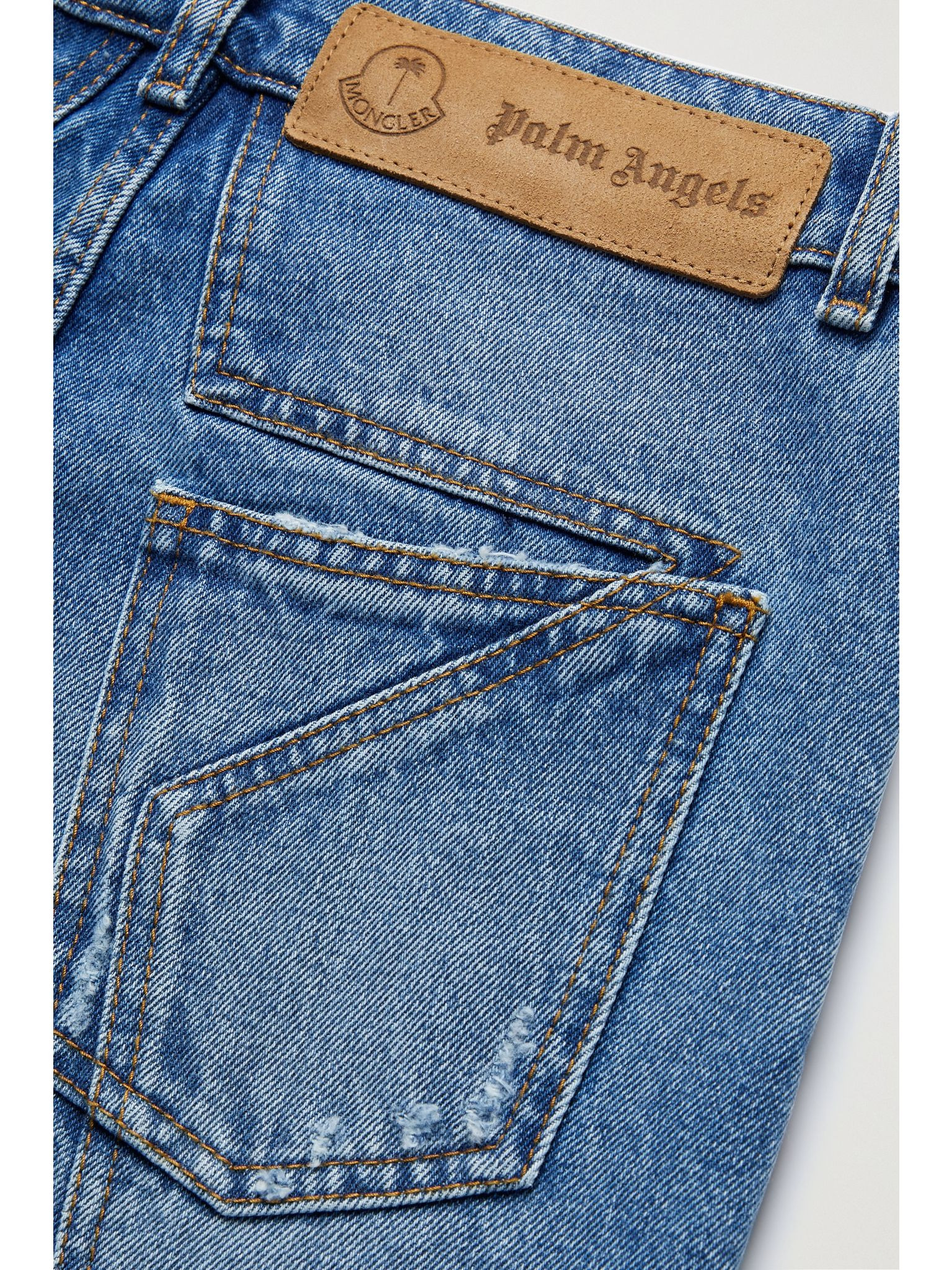 + 8 Palm Angels distressed high-rise straight-leg jeans Blue - 6