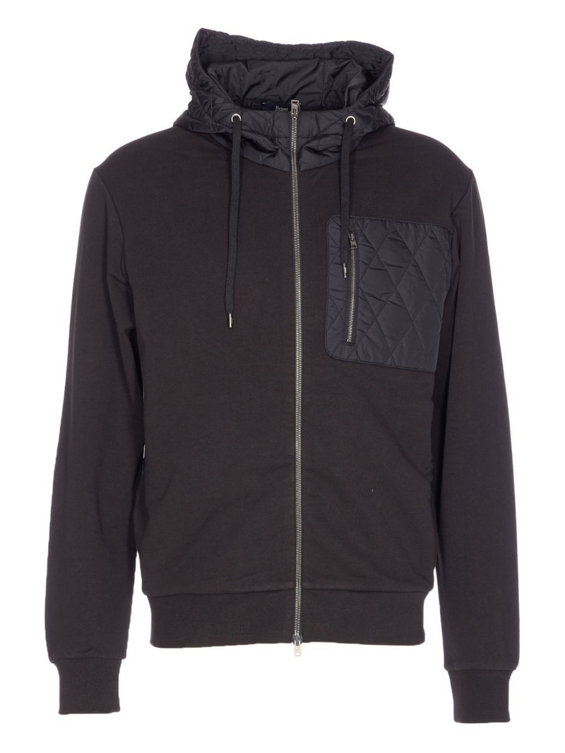 quilted-panel zip-up sweatshirt 1