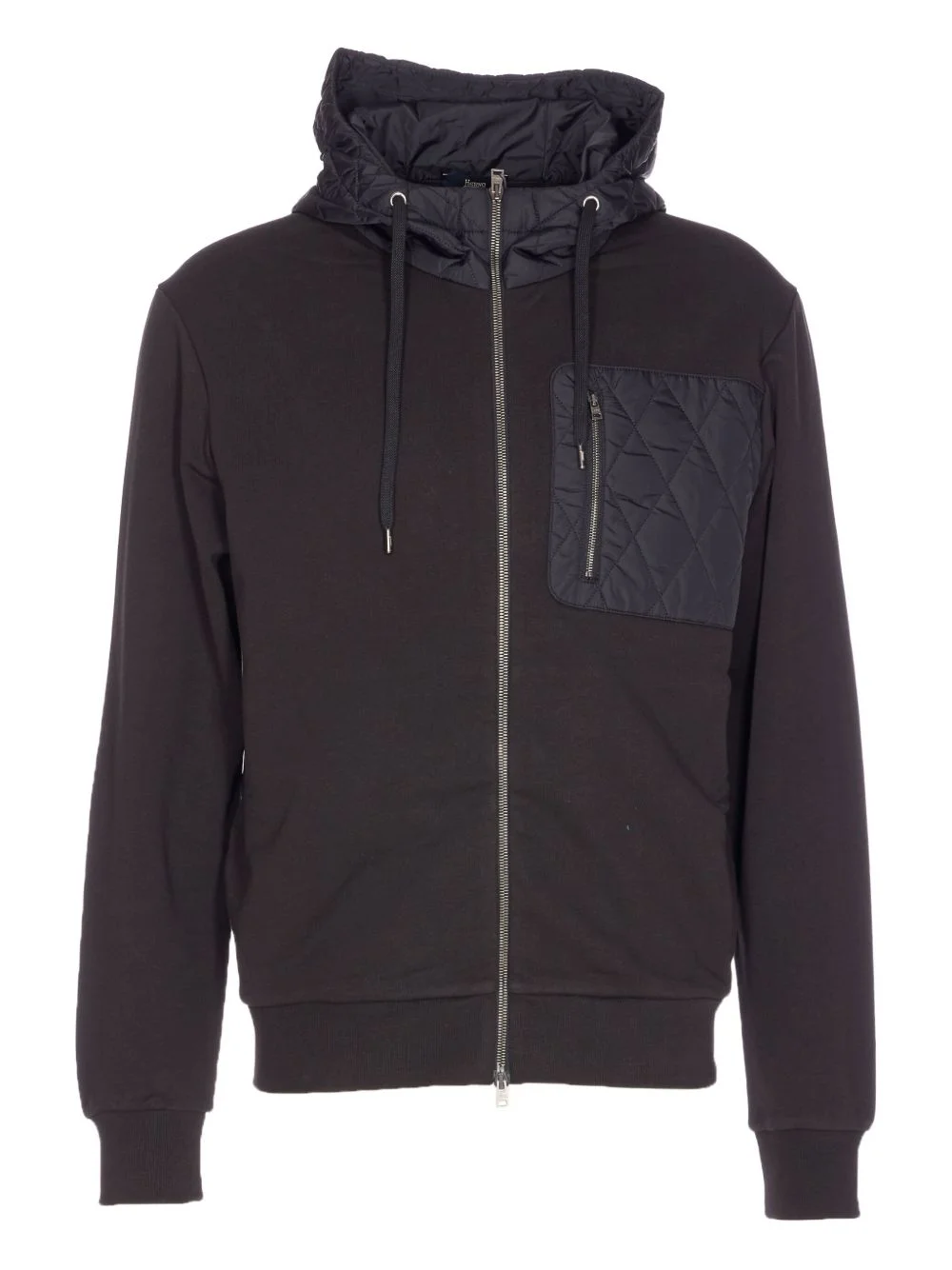 quilted-panel zip-up sweatshirt - 1