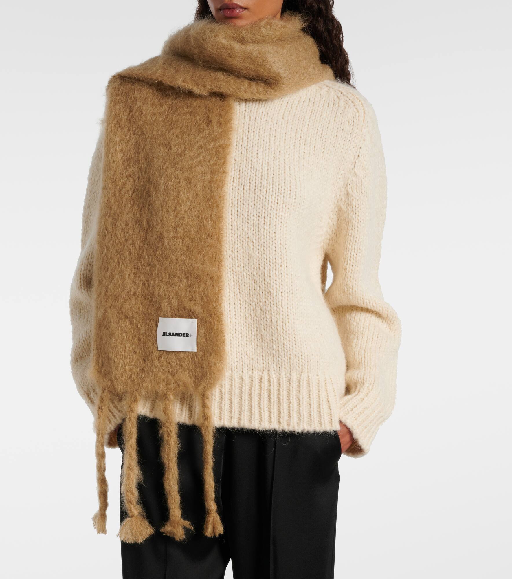 Logo mohair and wool-blend scarf - 2