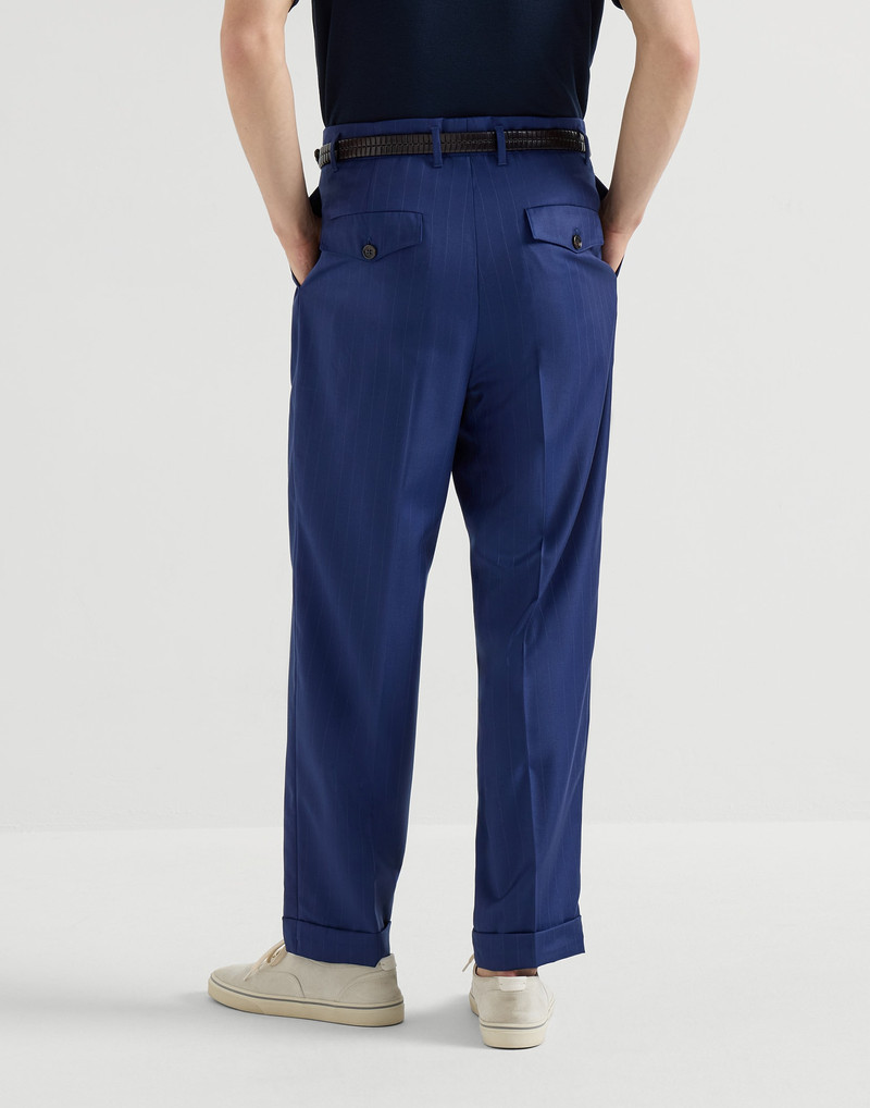Virgin wool chalk stripe batavia trousers with double pleats 3