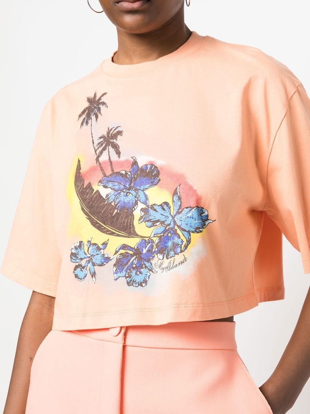 graphic print cropped T-shirt - 5