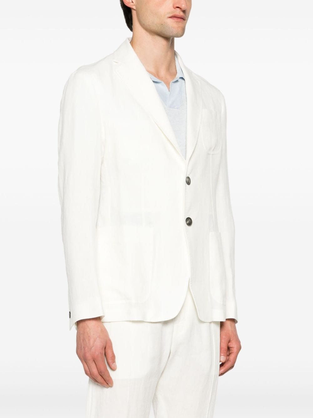 single-breasted linen blazer - 3