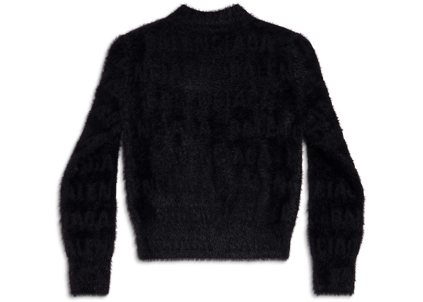 Balenciaga Women'S Bal Horizontal Allover Furry Fitted Sweater in Black Black - 2