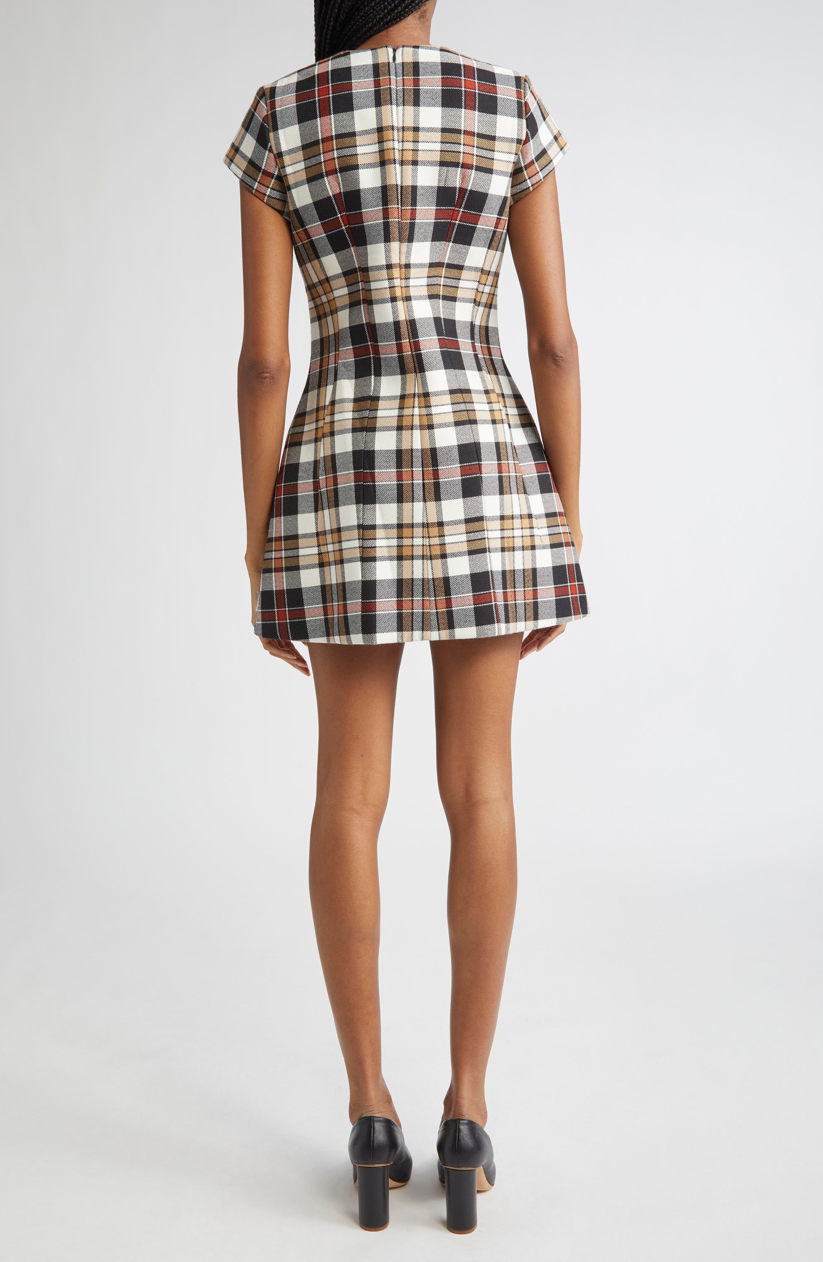 Acne Studios Check Jacquard Minidress in Multi Brown at Nordstrom - 2