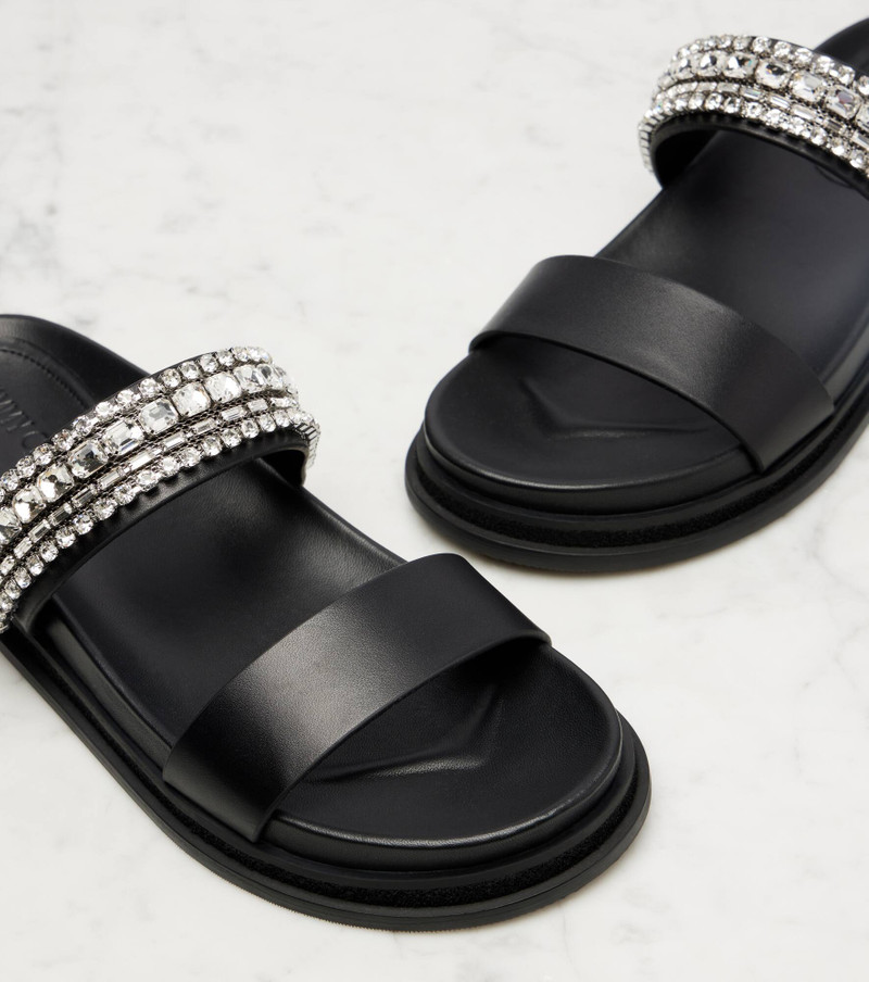 Jadi crystal-embellished leather slides 5