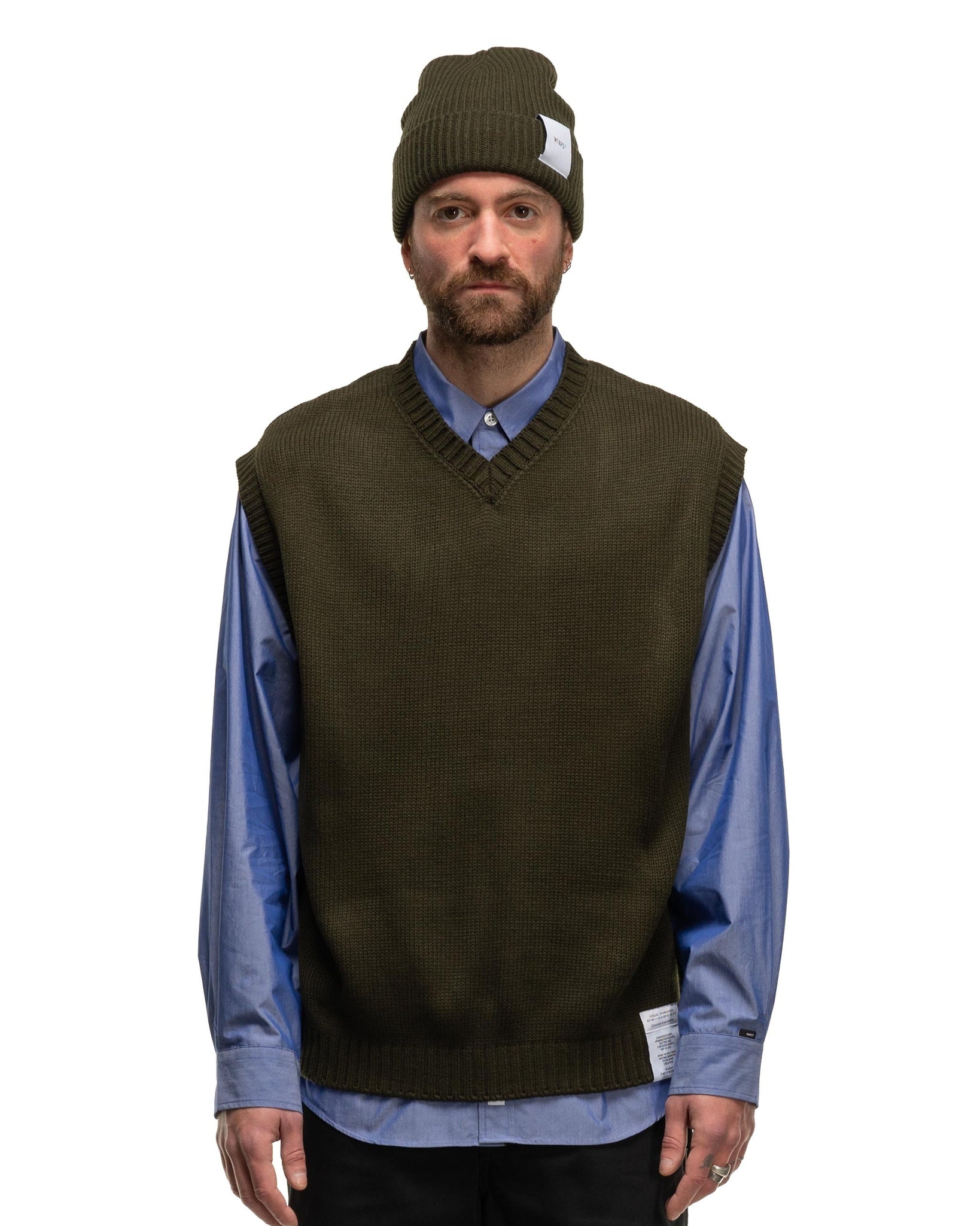 WTAPS Ditch / Cotton Acrylic Sign Vest OLIVE DRAB | REVERSIBLE