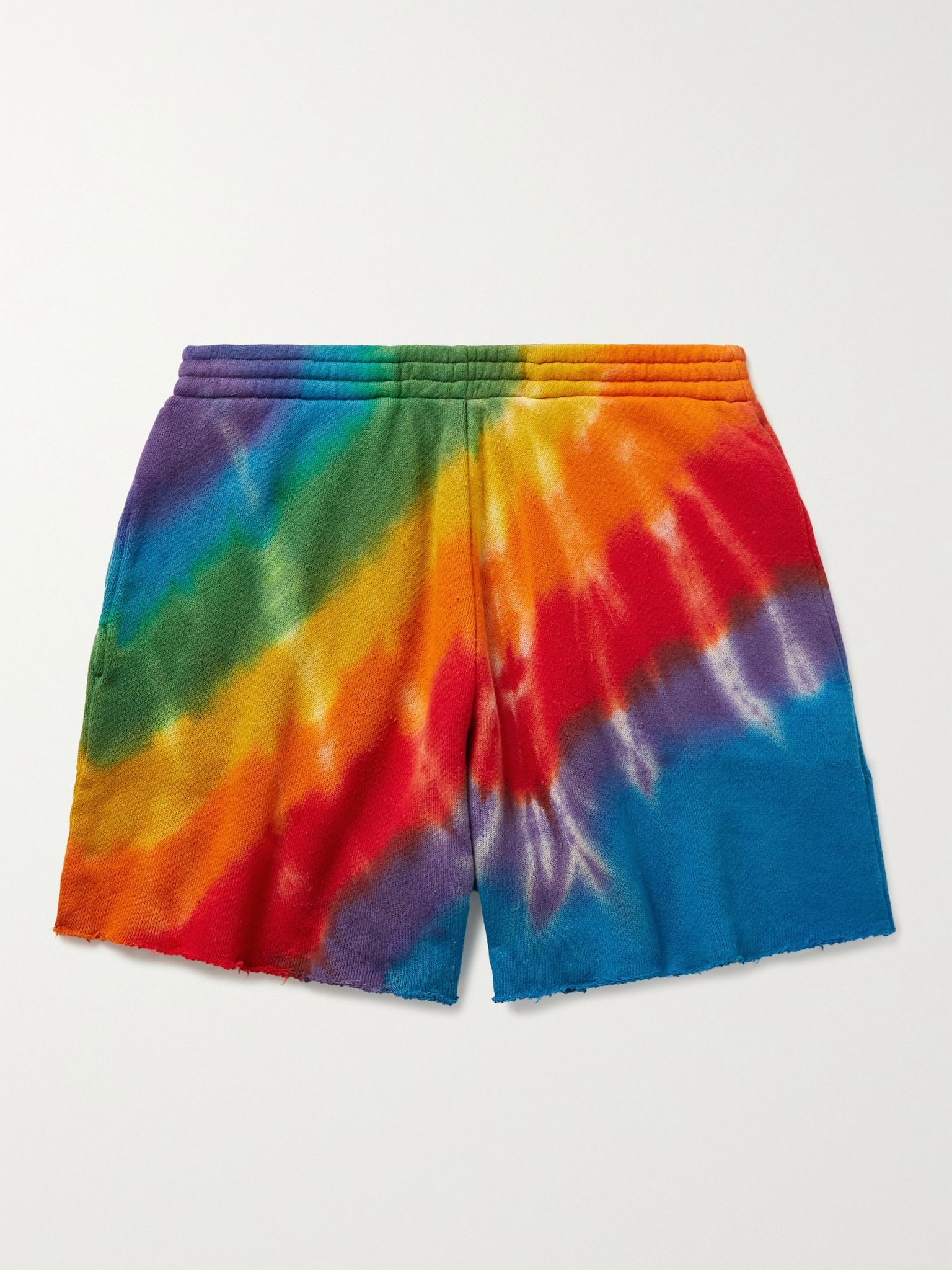 Rainbow Void Wide-Leg Tie-Dyed Cotton and Cashmere-Blend Shorts - 1