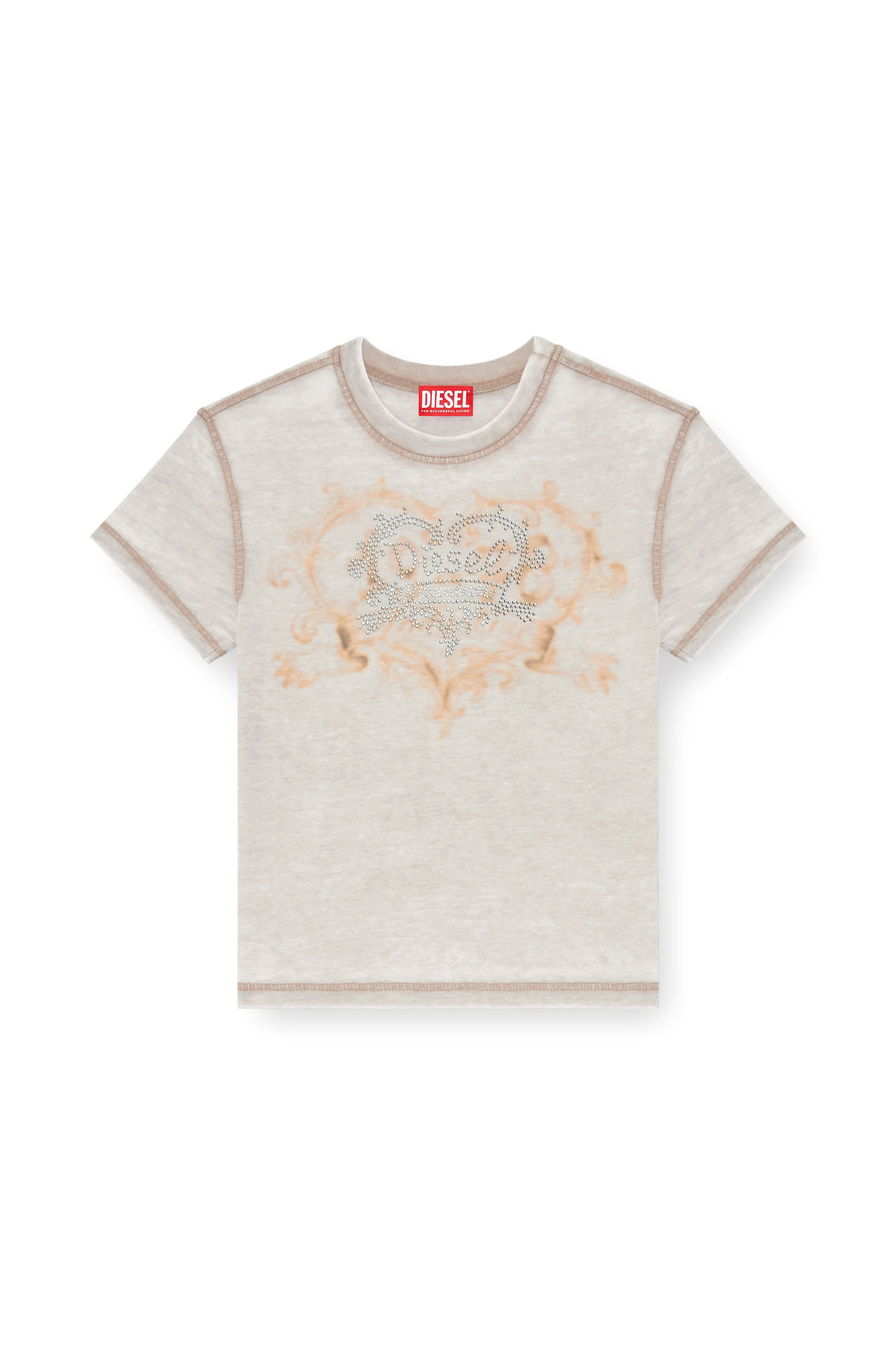 JERSEY T-SHIRT WITH RHINESTONES AND BURNOUT EFFECT - 1
