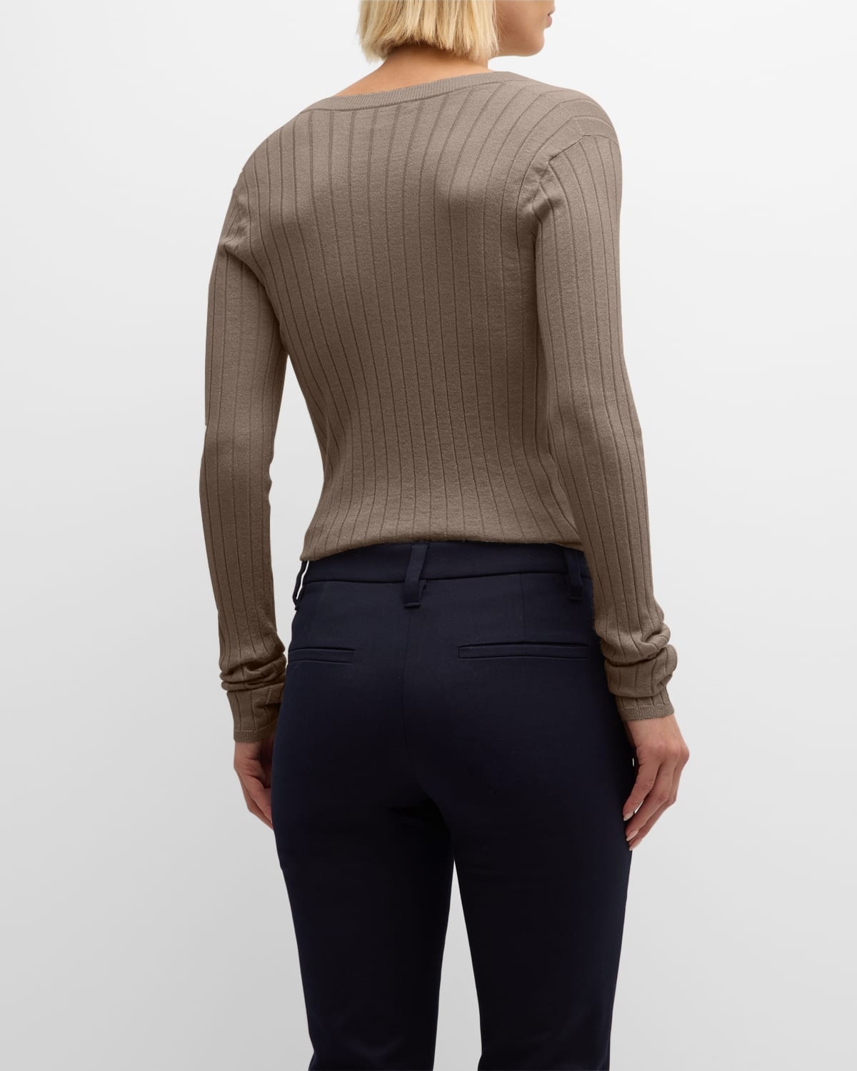 Cashmere-Blend Lurex Ribbed Knit Top - 6