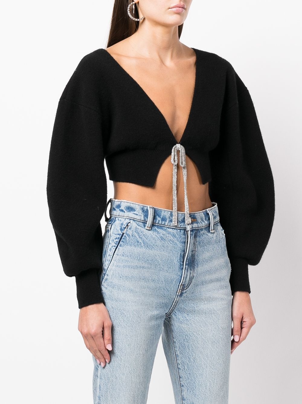 V-neck cropped cardigan - 3