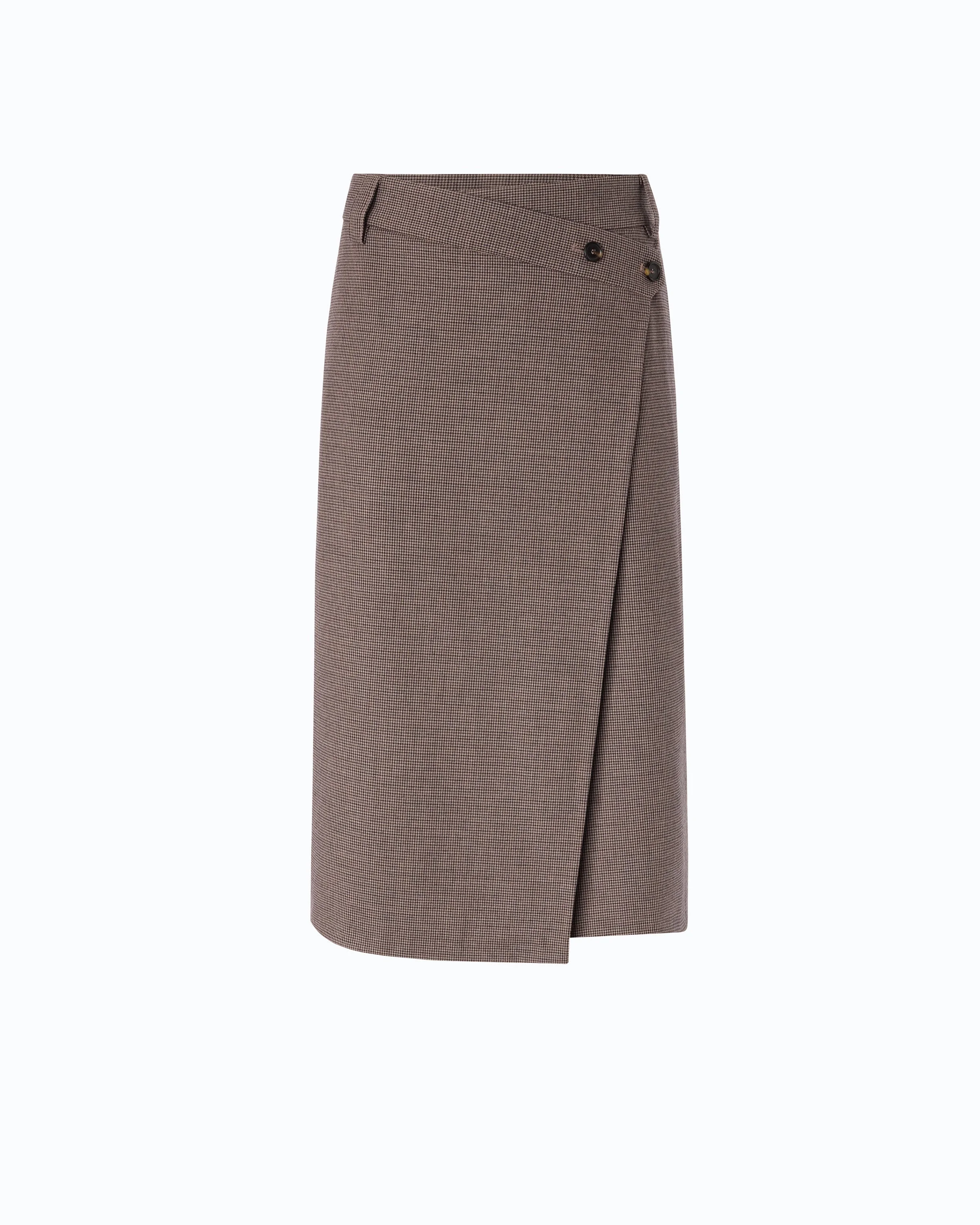 CALF-LENGTH WRAP SKIRT WITH CHECK PATTERN - 1