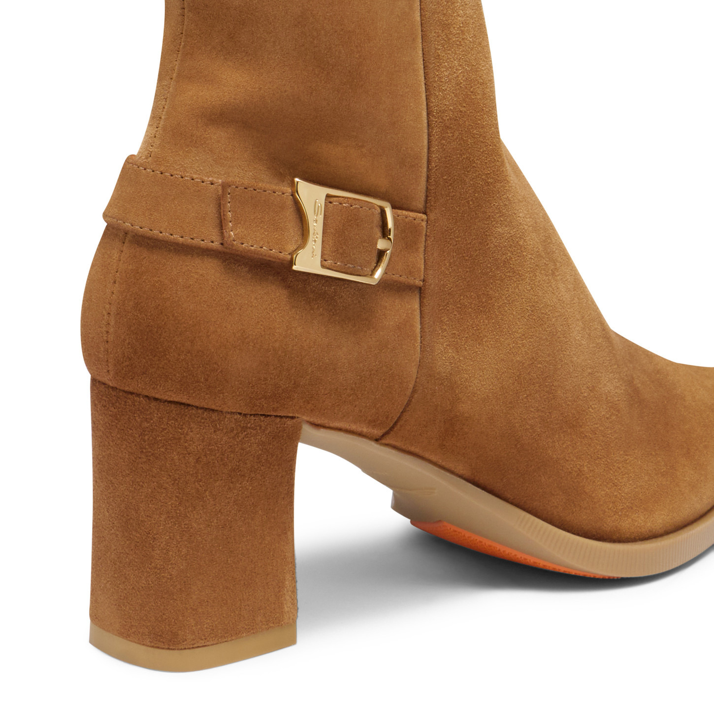 Women's light brown suede mid-heel ankle boot - 6