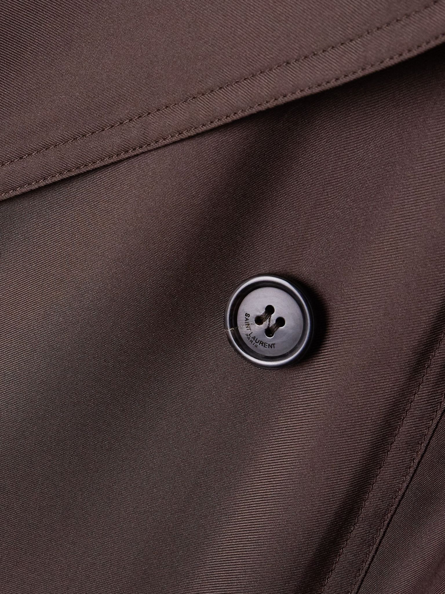 Double-breasted belted silk-twill trench coat Dark brown - 5