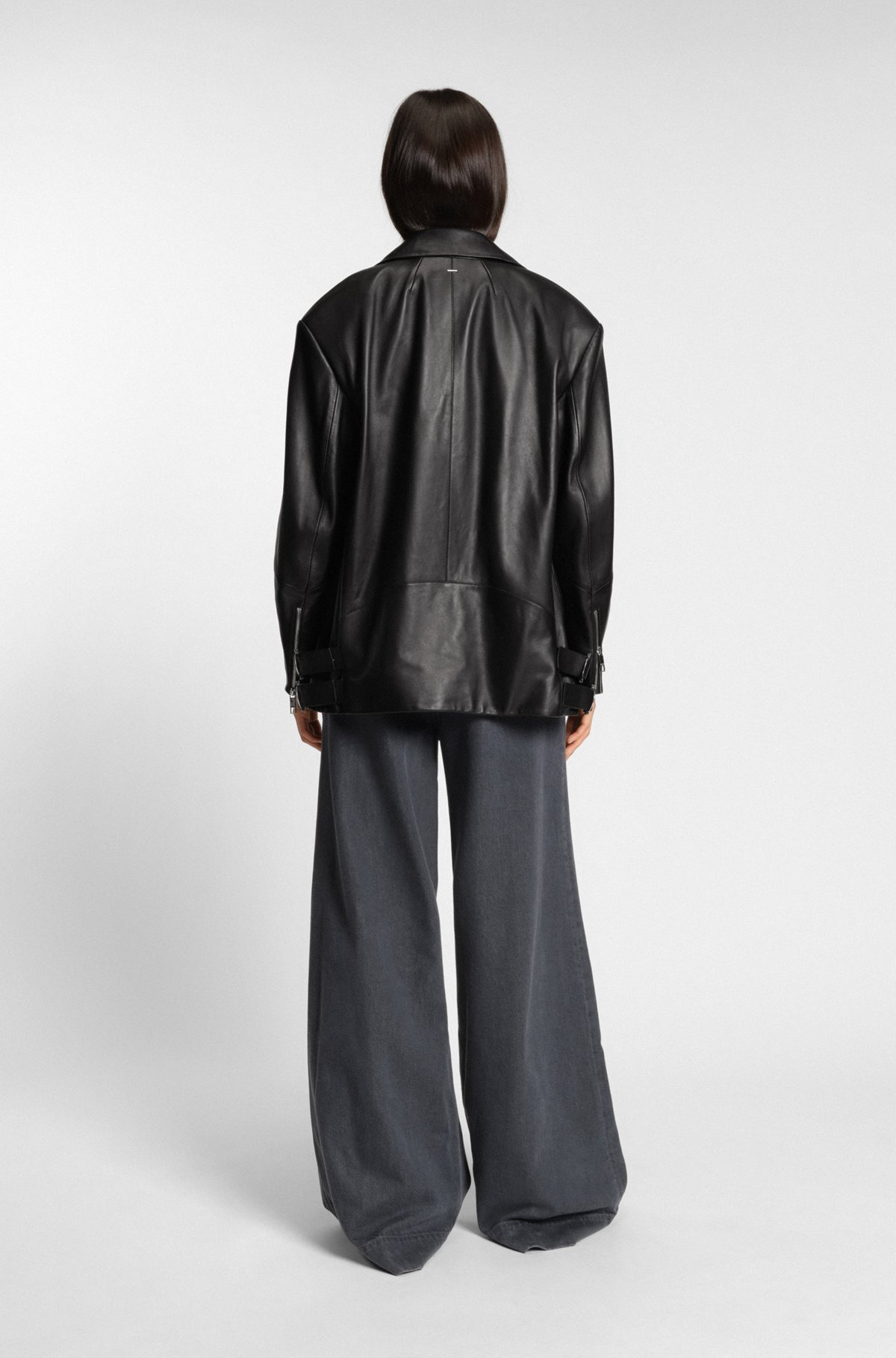 LONG BIKER JACKET IN NAPPA LEATHER - 4