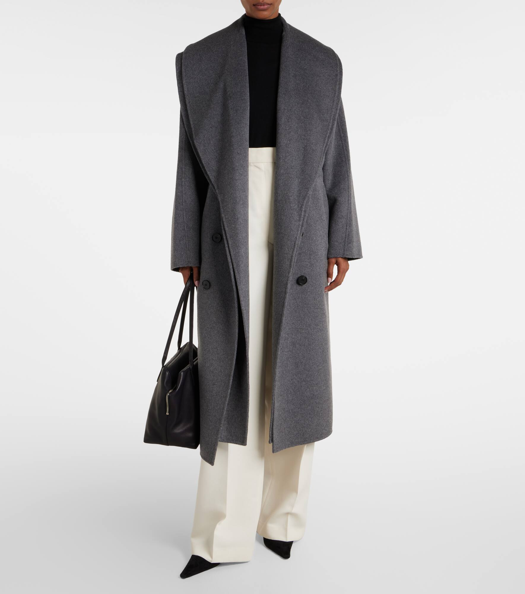 Scarf-detail wool and cashmere coat - 6