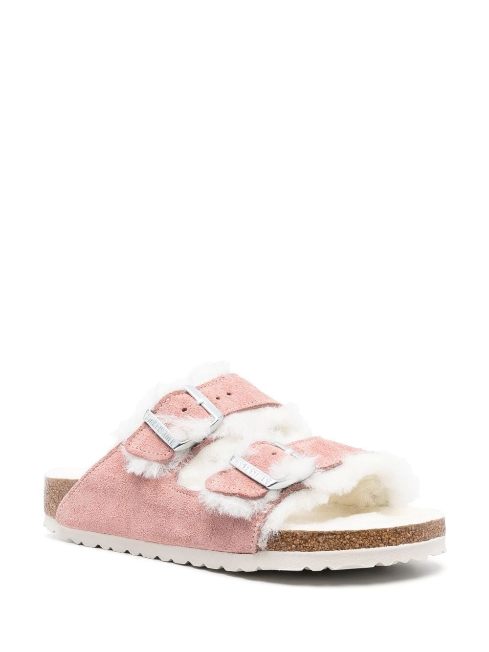 shearling double buckle slides - 2