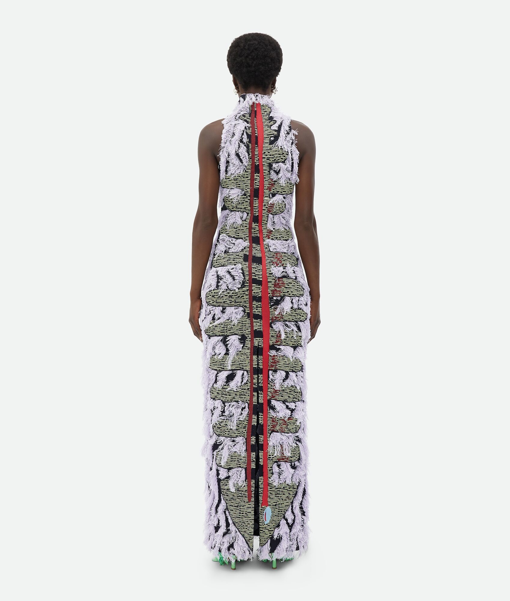 Jacquard Fringed Long Dress - 3