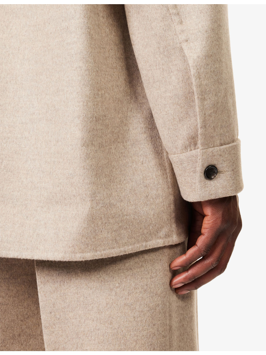 Notched-Collar Long-Sleeve Wool-Cashmere Blend Overshirt - 5