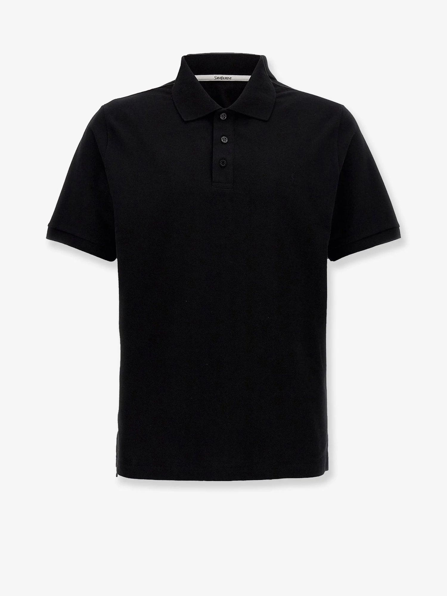 Saint Laurent Cotton Blend Polo Shirt With Cassandre Embroidery - 1
