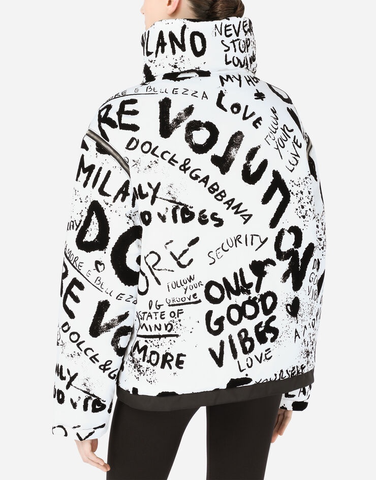 Reversible nylon down jacket with flocked DG graffiti print - 5