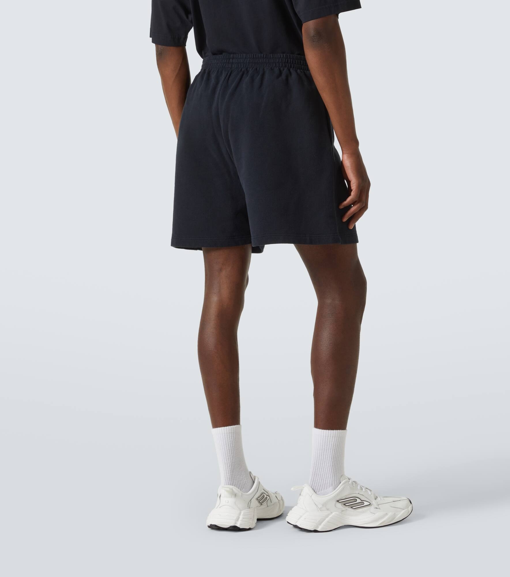 Logo cotton fleece shorts - 4
