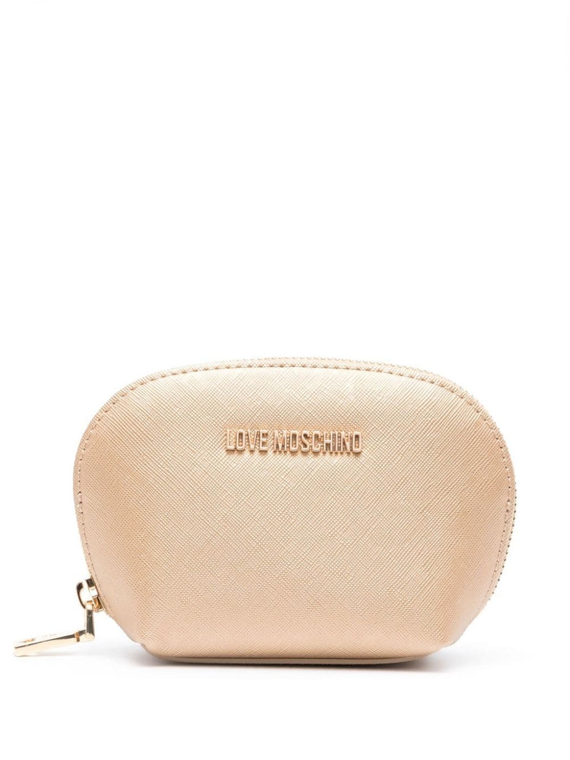logo-lettering metallic make-up bag 1