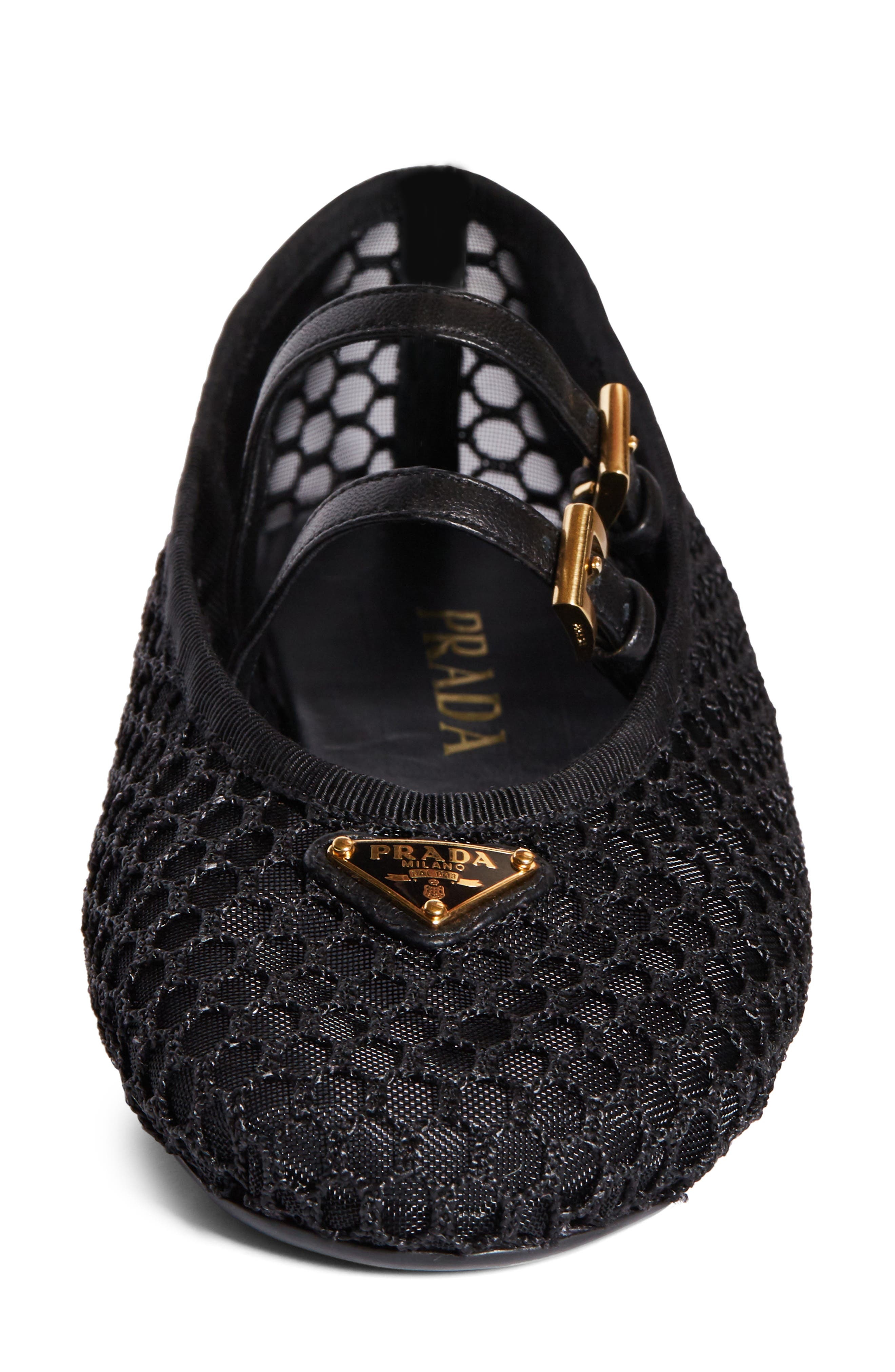 Prada Ballerine Mesh Mary Jane Flat in Nero at Nordstrom - 4