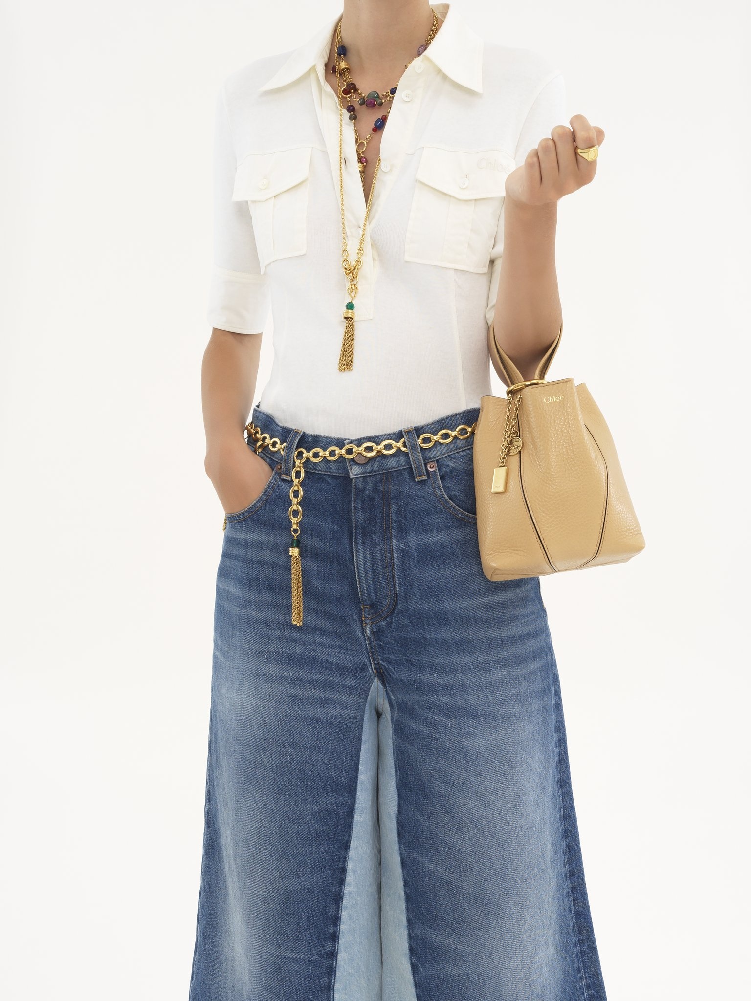 SMALL CHLOÉ SPIN TOTE BAG IN GRAINED LEATHER - 8