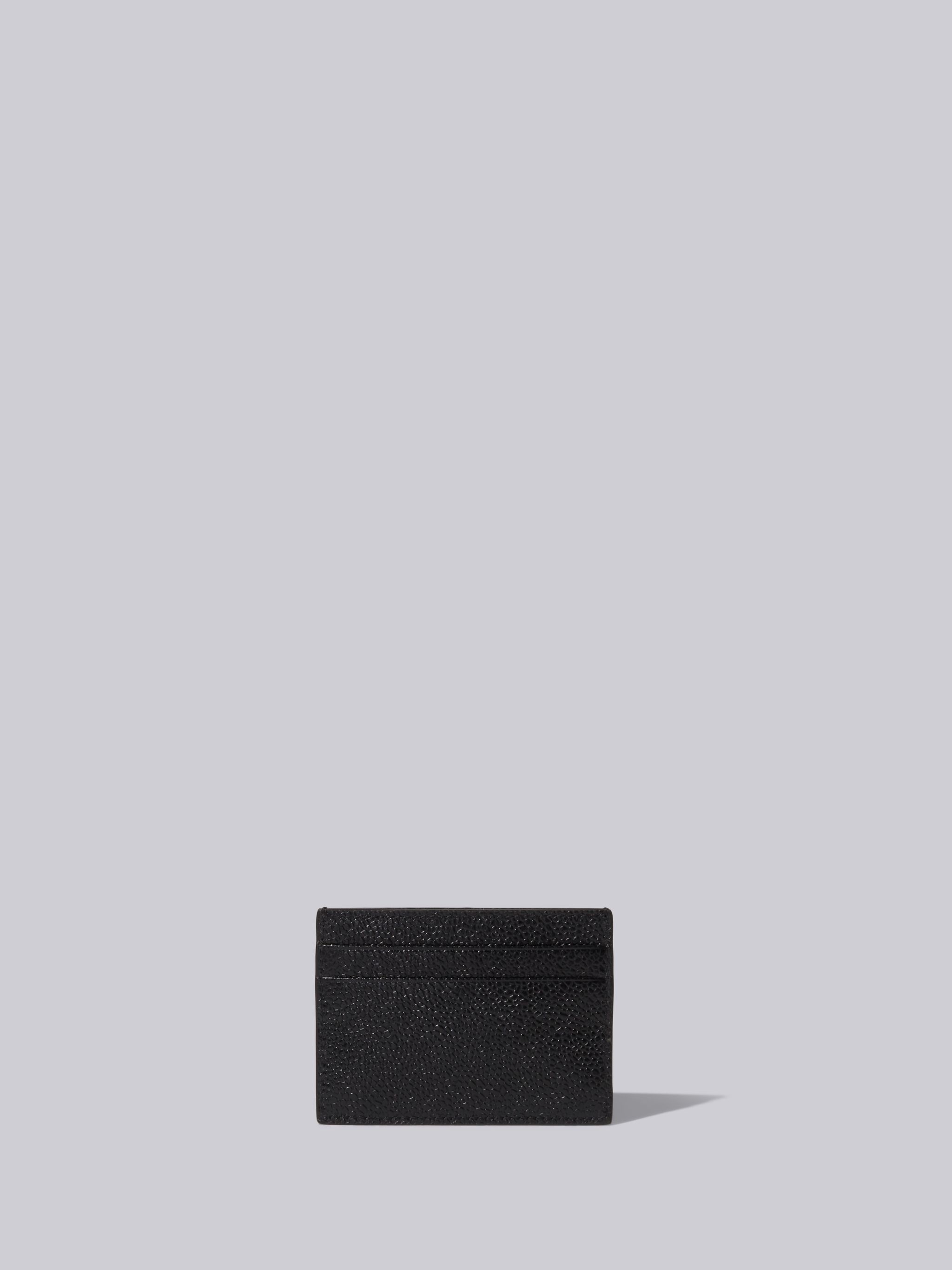 Black Pebble Grain Leather Grosgrain Tab Double Sided Card Holder - 4
