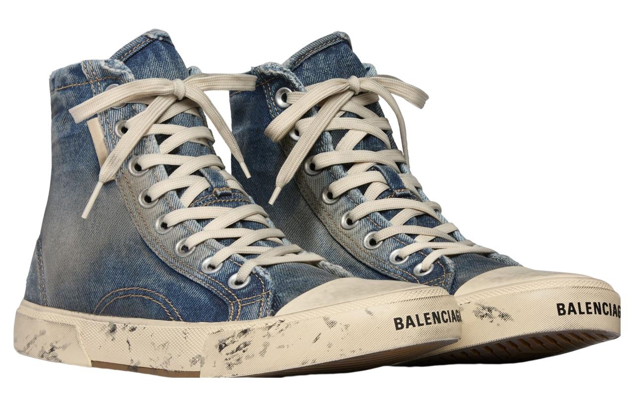 (WMNS) Balenciaga Paris High Top Sneakers 'Blue Destroyed Denim and Rubber' 688756W3RCL4090 - 3