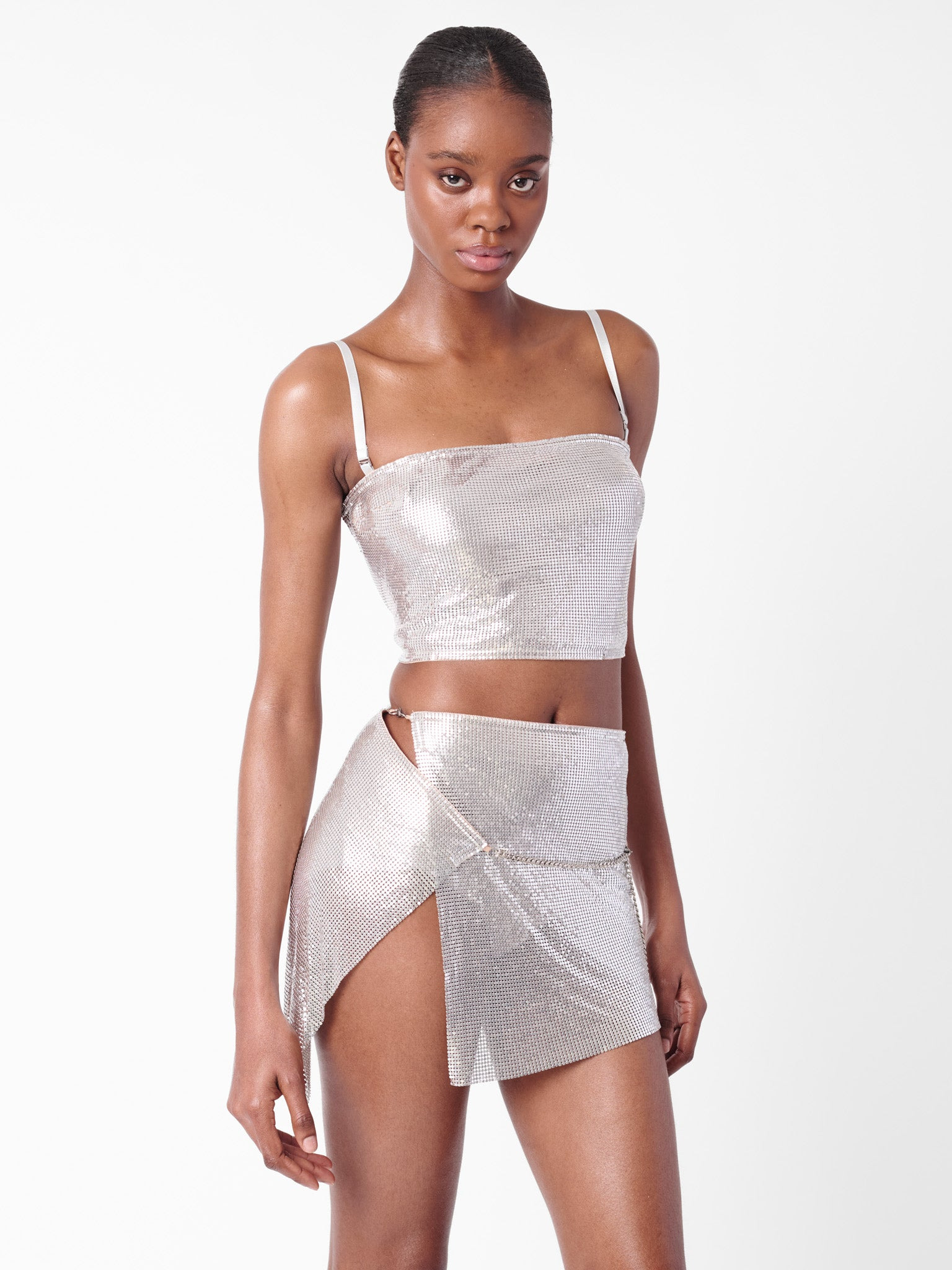 ROSALYN TOP METALLIC CHAINMAIL SILVER CHROME - 3