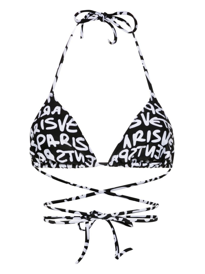 logo-print triangle bikini top 1