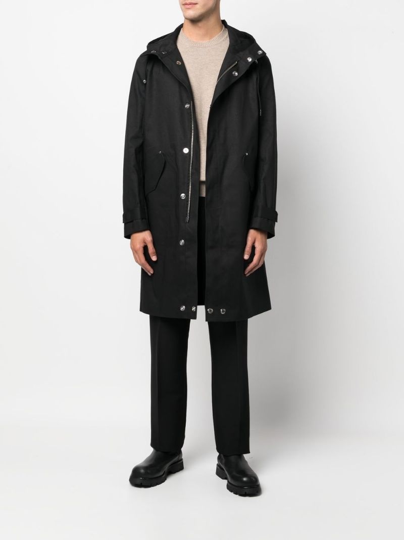 hooded mid-length raincoat - 2