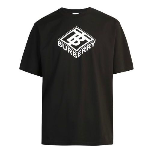 Men's Burberry Logo Graphic Cotton Tshirt Printing Short Sleeve Black 80218311 - 1